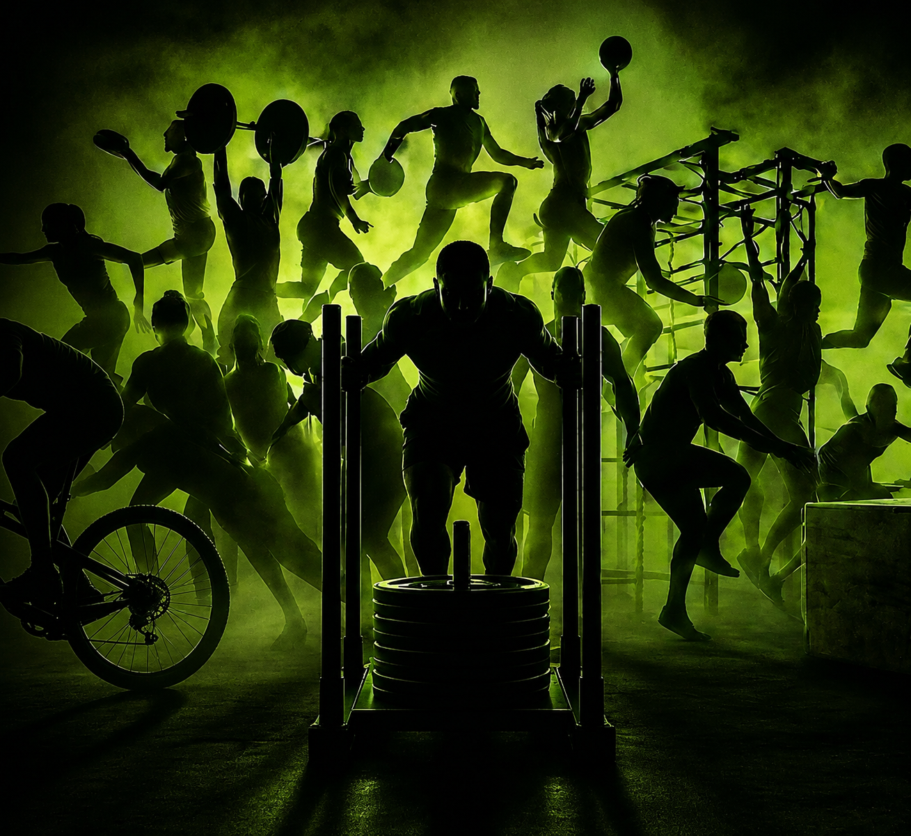 Athletes competing in a fitness event